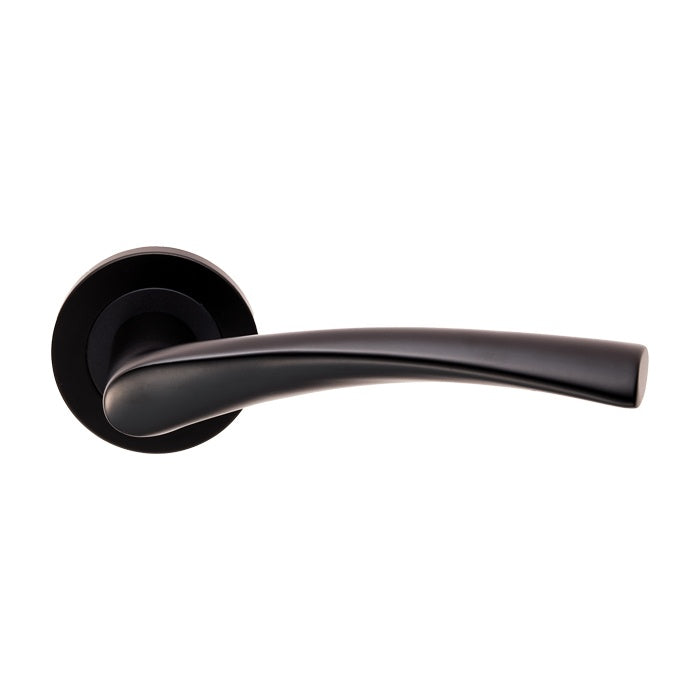 BREEZE LEVER ON SPRUNG SCREW-ON ROUND ROSE - MATT BLACK - PAIR