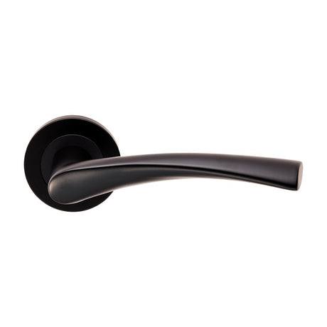 BREEZE LEVER ON SPRUNG SCREW-ON ROUND ROSE - MATT BLACK - PAIR