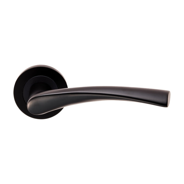 BREEZE LEVER ON SPRUNG SCREW-ON ROUND ROSE - MATT BLACK - PAIR