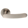 BERLINO LEVER ON SPRUNG SCREW-ON ROUND ROSE - SATIN STAINLESS STEEL - PAIR