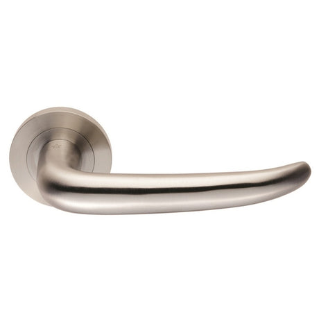 LUENZA LEVER ON SPRUNG SCREW-ON ROUND ROSE - SATIN STAINLESS STEEL - PAIR