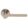 LUBECCA LEVER ON SPRUNG SCREW-ON ROUND ROSE - SATIN STAINLESS STEEL - PAIR