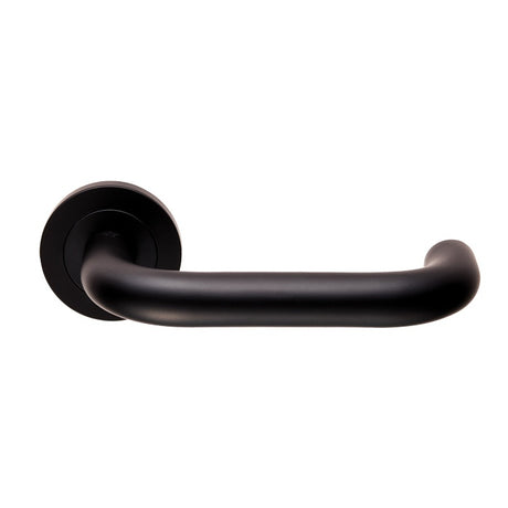 NERA LEVER ON SPRUNG SCREW-ON ROUND ROSE - MATT BLACK - PAIR