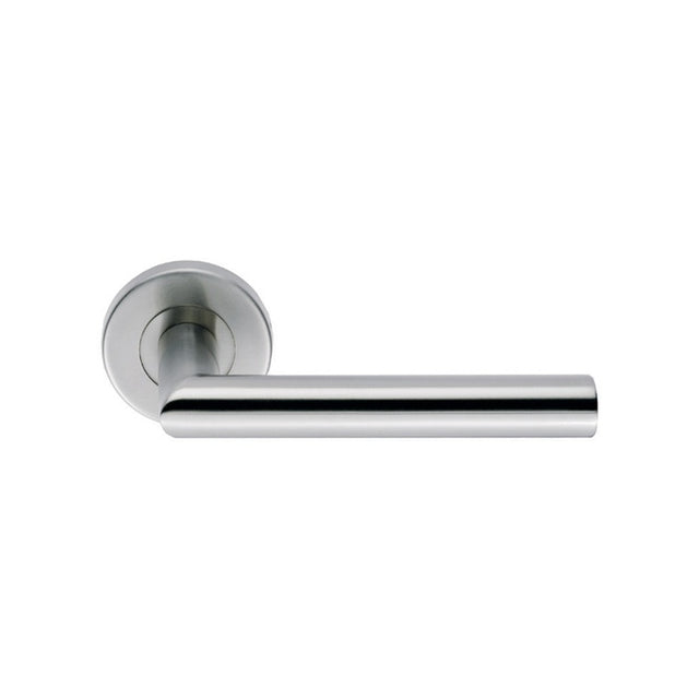 TREVIRI LEVER ON SPRUNG SCREW-ON ROUND ROSE - SATIN STAINLESS STEEL - PAIR