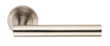 PHILADELPHIA LEVER ON SPRUNG SCREW-ON ROUND ROSE - SATIN STAINLESS STEEL - PAIR