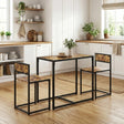 HOMCOM 3 Piece Table Stool Set - Rustic Brown