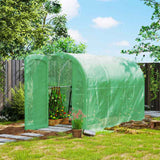 Outsunny 3 x 2 x 2m Polytunnel Greenhouse with Hinged Door, Walk-in Grow House Tent with PE Cover and Galvanised Steel Frame, Green
