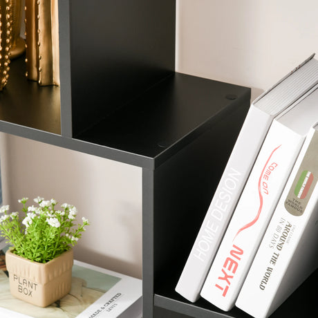 HOMCOM 8-Tier Freestanding Bookcase w/ Melamine Surface Anti-Tipping Foot Pads Home Display Storage Grid Stand Bedroom Living Room Furniture Modern Style - Black