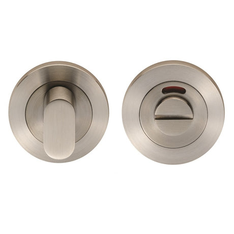 TURN & RELEASE - 5MM SPINDLE - SCREW-ON ROUND ROSE WITH INDICATOR - SATIN STAINLESS STEEL - SET