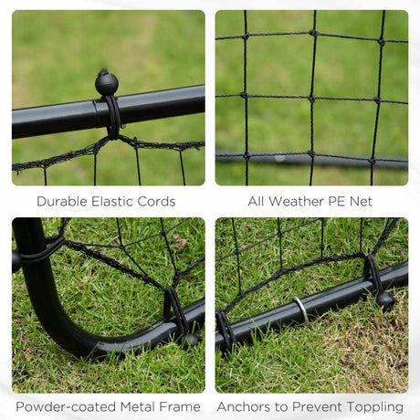 HOMCOM Rebounder Net, Practise Kickback Goal, for Teens, Adults Training - Black