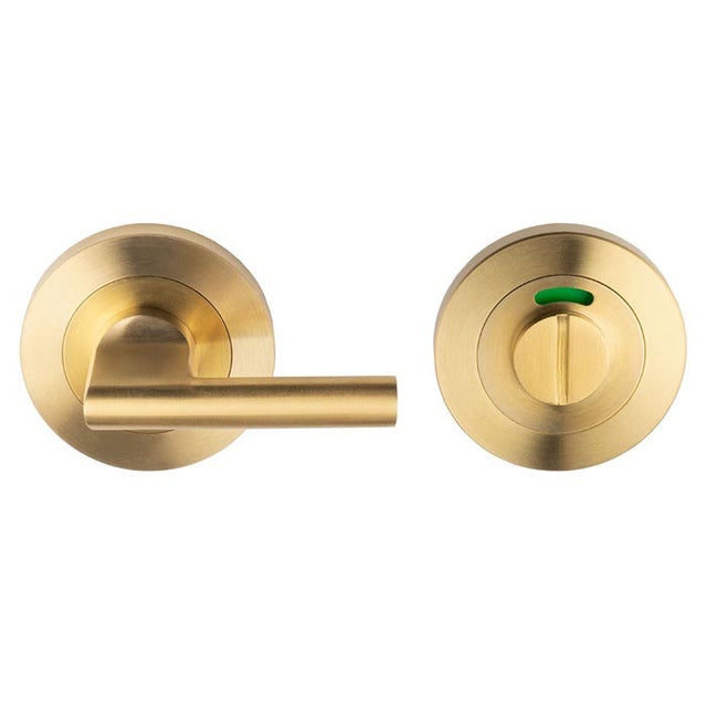 LARGE TURN & RELEASE - 5MM SPINDLE - SCREW-ON ROUND ROSE WITH INDICATOR - Satin PVD - SET