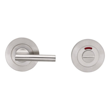 LARGE TURN & RELEASE - 5MM SPINDLE - SCREW-ON ROUND ROSE WITH INDICATOR - SATIN STAINLESS STEEL - SET