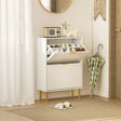 HOMCOM Narrow Shoe Cabinet with 2 Flip Drawers - White