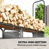 Outsunny 8.5ft Firewood Rack, Heavy Duty Log Storage Holder with Waterproof 600D Oxford Log Cover for Fireplace Fire Pits Outdoor Patio Wood Storage, 300 kg Large Capacity, Black