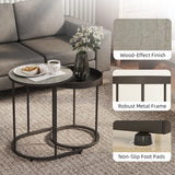 HOMCOM Round Nesting Side Table Set of 2 - Grey