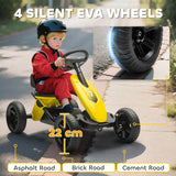AIYAPLAY Pedal Go Kart for Kids 2-5 Years, with Silent EVA Wheels, Metal Frame, Yellow