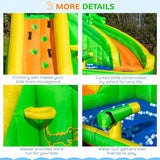 Outsunny 5 in 1 Kids Bouncy Castle Large Crocodile Style Inflatable House Slide Basket Water Pool Gun Climbing Wall with Blower Carrybag for Kids Age 3-8, 3.85 x 2.85 x 2.25m