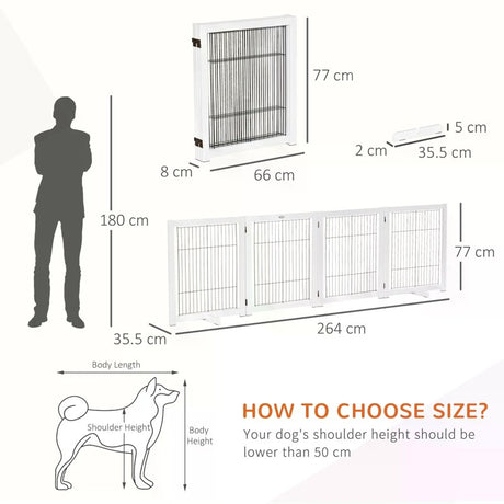 PawHut Freestanding Folding Pet Gate 4 Panels Dog Puppy Barrier with Support Feet