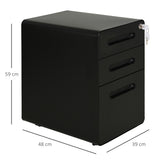 Vinsetto Lockable File Cabinet with 3 Drawers, Vertical Office Drawer for A4, Letter, Legal Size, Anti-tilt Design, Pre-Assembled Body, Black