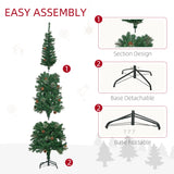 HOMCOM 6.5FT Tall Pencil Slim Artificial Christmas Tree with Realistic Branches, Tip Count and Pine Cones, Pine Needles Tree, Xmas Decoration, Green