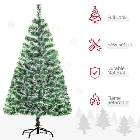 HOMCOM 5FT Indoor Christmas Tree Artificial Decoration Xmas Gift with Metal Stand Branch Tips