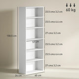 HOMCOM Six Shelf Bookcase - White