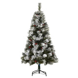 HOMCOM Indoor Christmas Tree Artificial Berry Xmas Decoration with Metal Stand and 184 Tips (5FT(150CM))