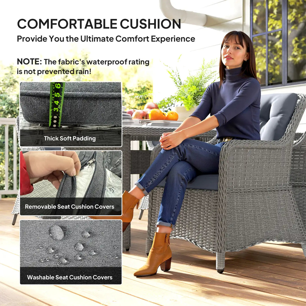 Outsunny Seven-Piece Rattan Dining Set - Mixed Grey