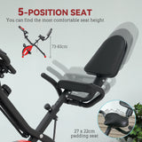 SPORTNOW Five-in-one Foldable Exercise Bike, Stationary Bike with Arm Workout Bands, LDC Monitor, Phone Holder, Red