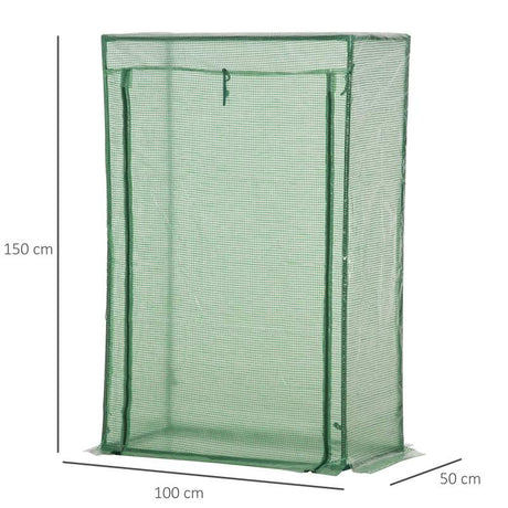 Outsunny 100 x 50 x 150cm Tomato Greenhouse with Roll-up Door, Mini Greenhouse with PE Cover, Outdoor Grow House Small Green House for Yard, Balcony, Garden, Green