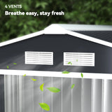 Outsunny 7 x 4ft Weatherproof Shed, Outdoor Bike Storage Shed with Ventilation Slots, Foundation Kit and Lockable Double Doors, Dark Grey