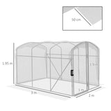 Outsunny Polytunnel Greenhouse Walk-in Grow House with UV-resistant PE Cover, Door and Galvanised Steel Frame, 2 x 2 x 2m, White