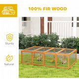 PawHut Big Hutches for Rabbits - 6ft Wooden Spacious Outdoor Rabbit Hutch for Pet Rabbits, Natural Wood