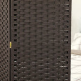 HOMCOM 4 Panel Folding Room Divider, Freestanding Privacy Screen for Living Room, Bedroom and Office, 160 x 170cm, Brown