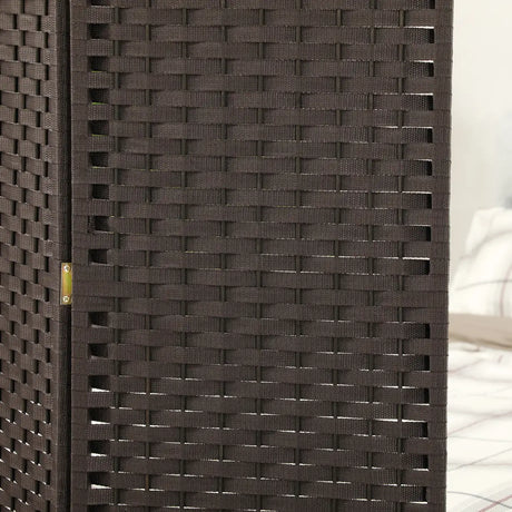 HOMCOM 4 Panel Folding Room Divider, Freestanding Privacy Screen for Living Room, Bedroom and Office, 160 x 170cm, Brown