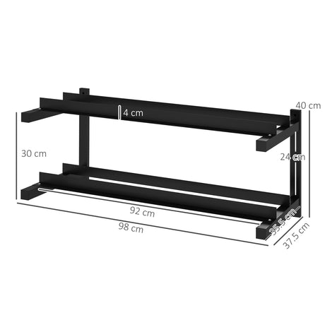 SPORTNOW Wall-Mounted Dumbbell Rack, 2-Tier Weight Stand, Space-Saving and Multi-Functional Steel organiser for Home Gym, Black