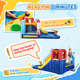 AIYAPLAY 5 in 1 Bouncy Castle for Children with 550W Blower, Water Slide, Splash Pool, Jumping Area, Climbing Wall, Cannon