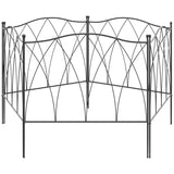 Outsunny Set of Five 61.5cm Decorative Metal Fence Panels - Black