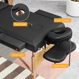 HOMCOM Adjustable Folding Massage Table - Black