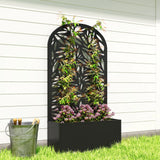 Outsunny Metal Garden Bed for Garden with Trellis, Wall Mounted or Freestanding Raised Planter with Curved Privacy Screen