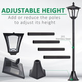 Outsunny 2 Pieces Outdoor Garden Solar Post Lamp Sensor Dimmable LED Lantern Bollard Pathway 1.6M Tall – Black