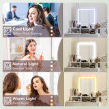 HOMCOM Storage Dressing Table, with LED Light Mirror - White