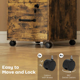 HOMCOM Three Drawer Wood-Effect Filing Cabinet - Rustic Brown