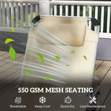 Outsunny Foldable Outdoor Sun Lounger, Reclining Lounge Chair Camping Bed Cot with Pillow 4-Level Adjustable Back Aluminium Frame, Khaki