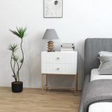 HOMCOM Elegant Two-Drawer Bedside Table - White