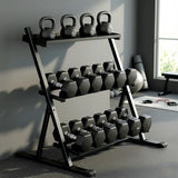 SPORTNOW 3-Tier Adjustable Dumbbell Rack, Heavy-Duty Weight Rack for Dumbbells, Kettlebells and Multiple Balls, Space-Saving Weight Storage Stand for Home Gym, 200 KG Capacity