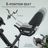 SPORTNOW Five-in-one Foldable Exercise Bike, Stationary Bike with Arm Workout Bands, LDC Monitor, Phone Holder, Black