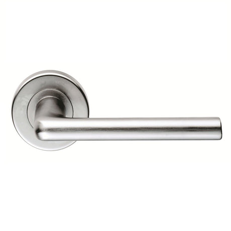 UNO LEVER ON SPRUNG PUSH-ON ROUND ROSE - SATIN CHROME - 52 MM DIA - PAIR