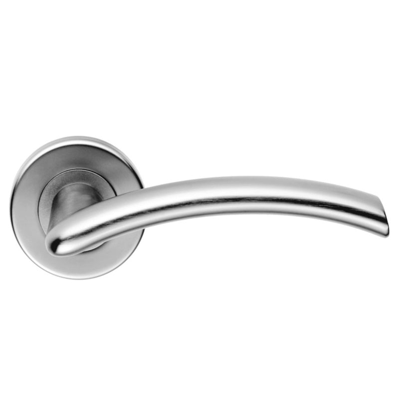 TRES LEVER ON SPRUNG PUSH-ON ROUND ROSE - SATIN CHROME - 52 MM DIA - PAIR
