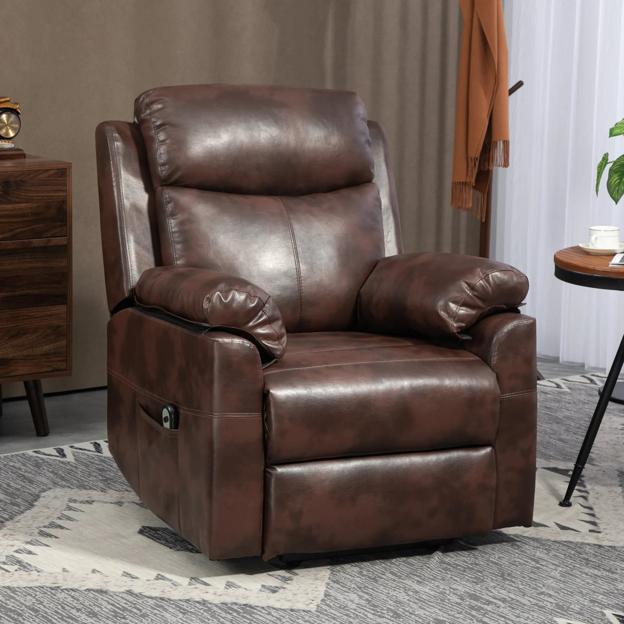 HOMCOM Faux Leather 70 Electric Riser Recliner Chair, Dark Brown